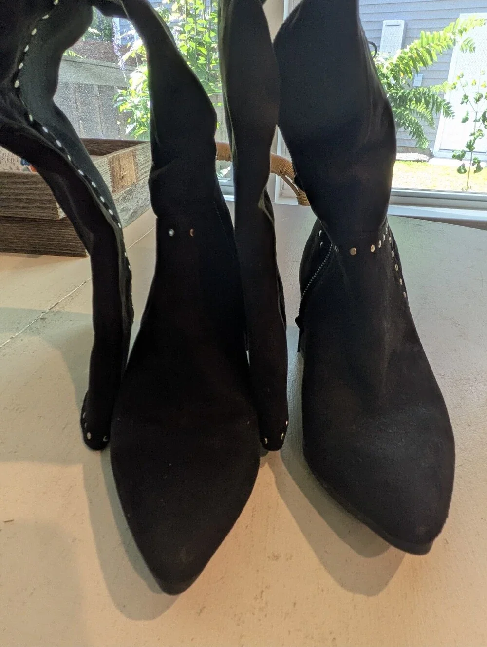 Over-the-Knee Studded Block Heel Boots - Picture 15 of 17